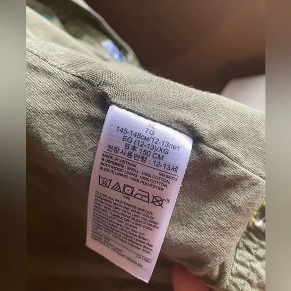 Gap Floral Kids Green Print Shirt Hooded Jacket with Pockets Girls XL - Picture 10 of 11